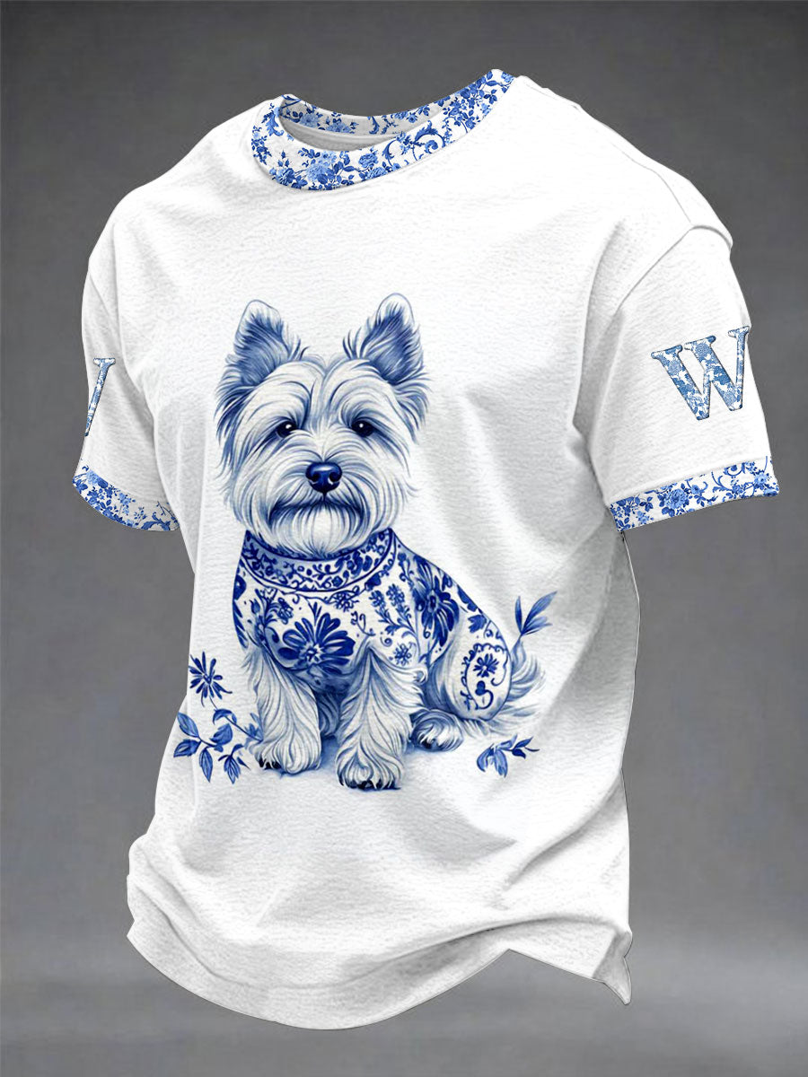 Men's Animal Dog Retro Unisex Casual Short-Sleeve T-Shirt