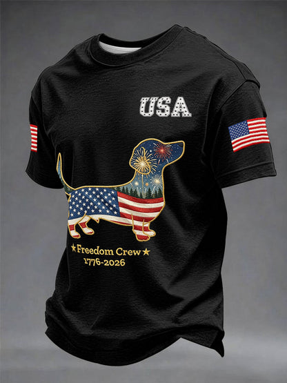 Men's  Dachshund USA 1776-2026 short sleeves t-shirt