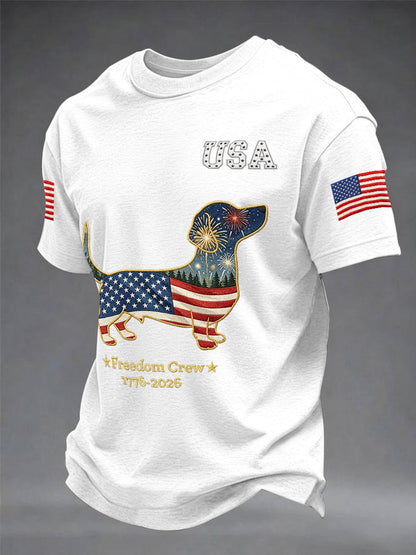 Men's  Dachshund USA 1776-2026 short sleeves t-shirt