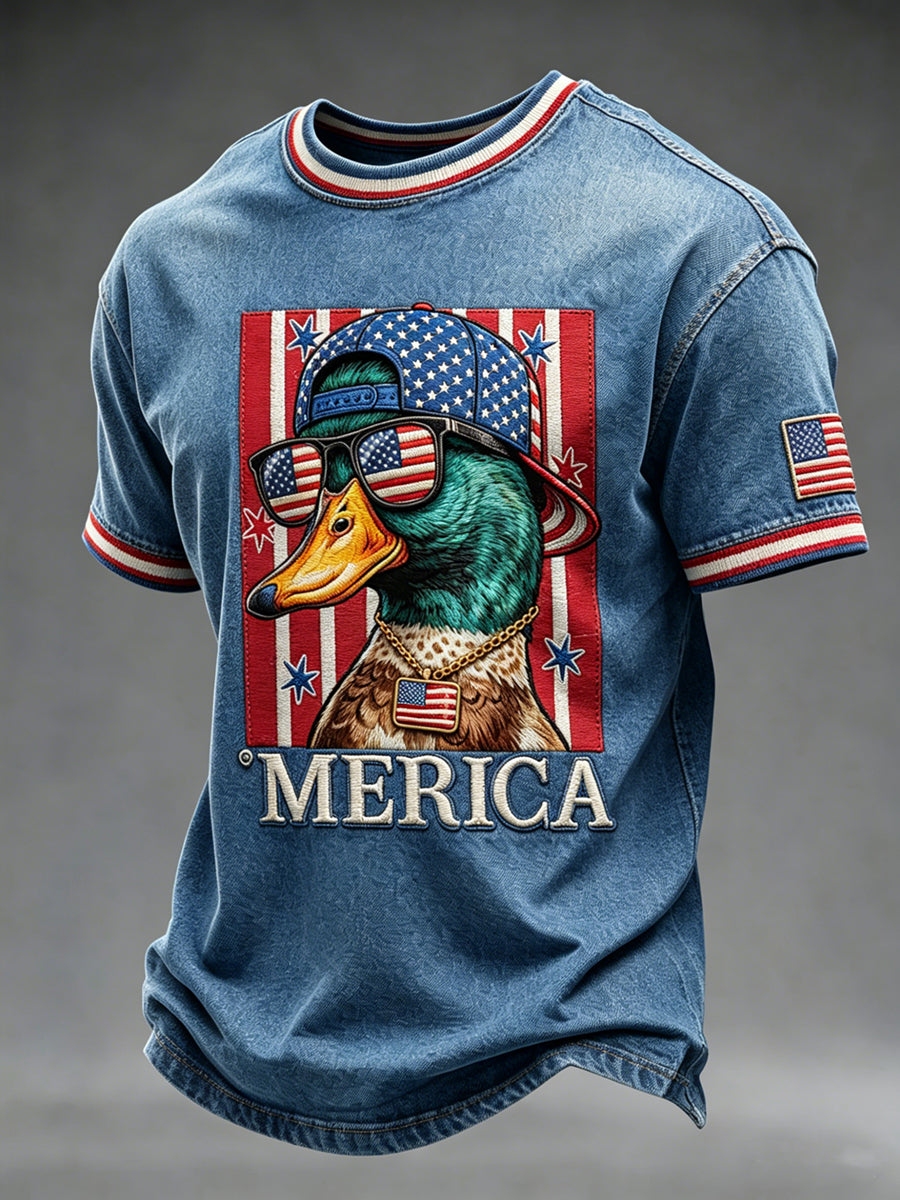 Men's Independence Day Printed Vintage Fashion Loose Short Sleeve T-Shirt