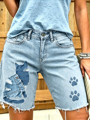 Women's Animal Art Printed Short Jeans