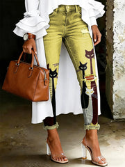 Women's Animal Art Printed Jeans