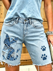 Women's Animal Art Printed Short Jeans