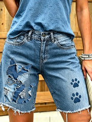 Women's Animal Art Printed Short Jeans