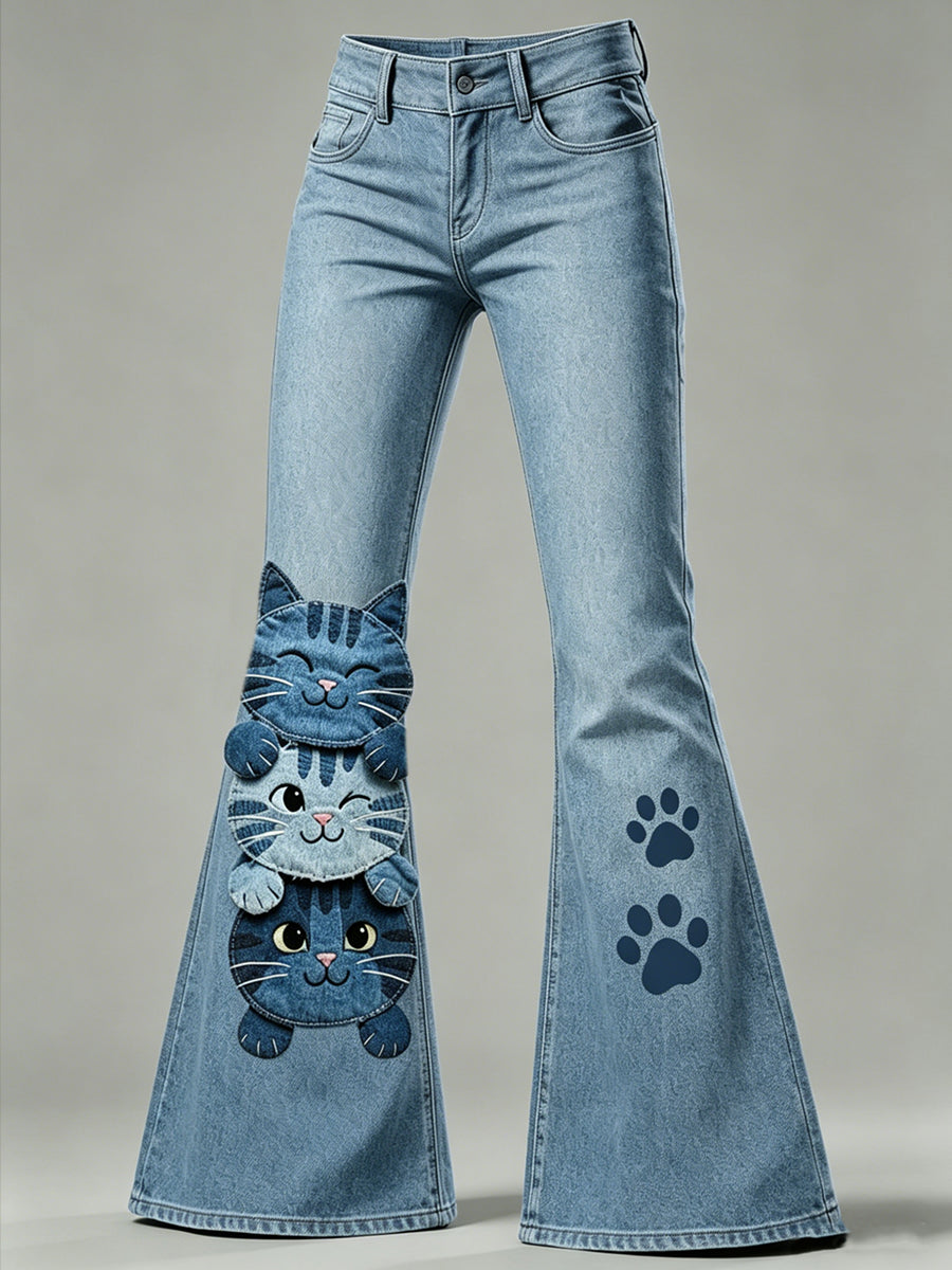 Women's Animal Art Print Flared Trousers