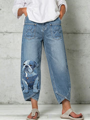 Women's Art Print Flared Trousers