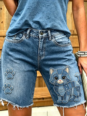 Women's Animal Art Printed Short Jeans