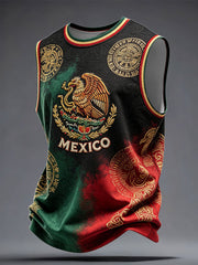Men's Mexico Art Football Lover Printed Tank Tops