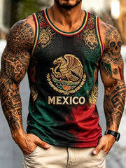 Men's Mexico Art Football Lover Printed Tank Tops