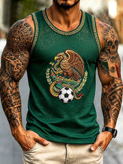 Men's Mexico Art Football Lover Printed Tank Tops