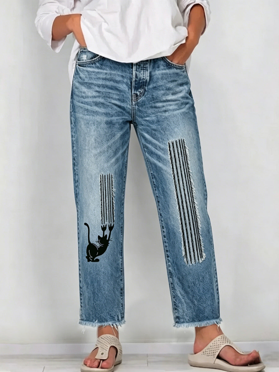 Women's Artistic Animal Print Jeans