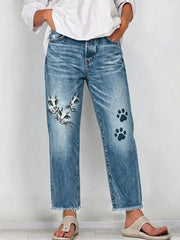 Women's Artistic Animal Print Jeans