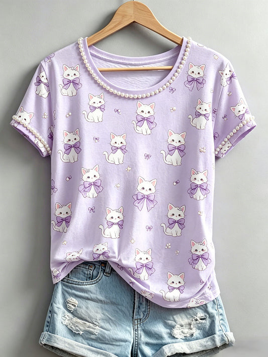 Women's Cat Print T-Shirts
