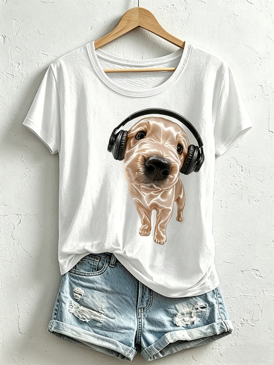 Women's Funny Dog Pattern T-Shirt