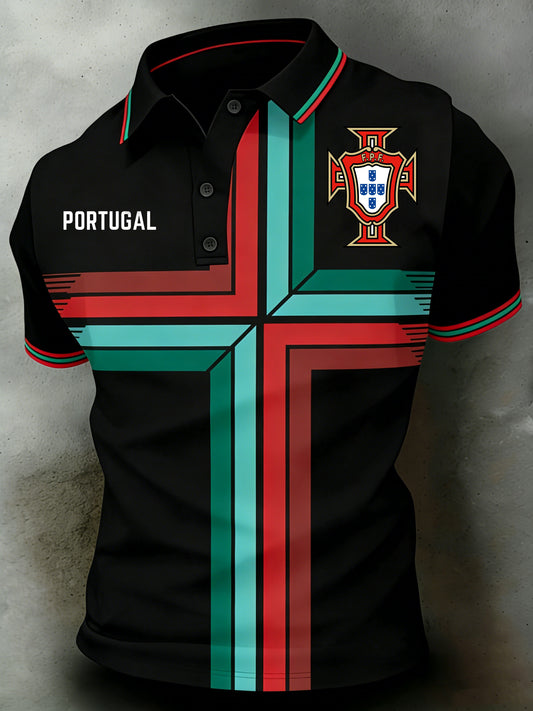 Men's Portugal Football Fan Polo With Artistic Print