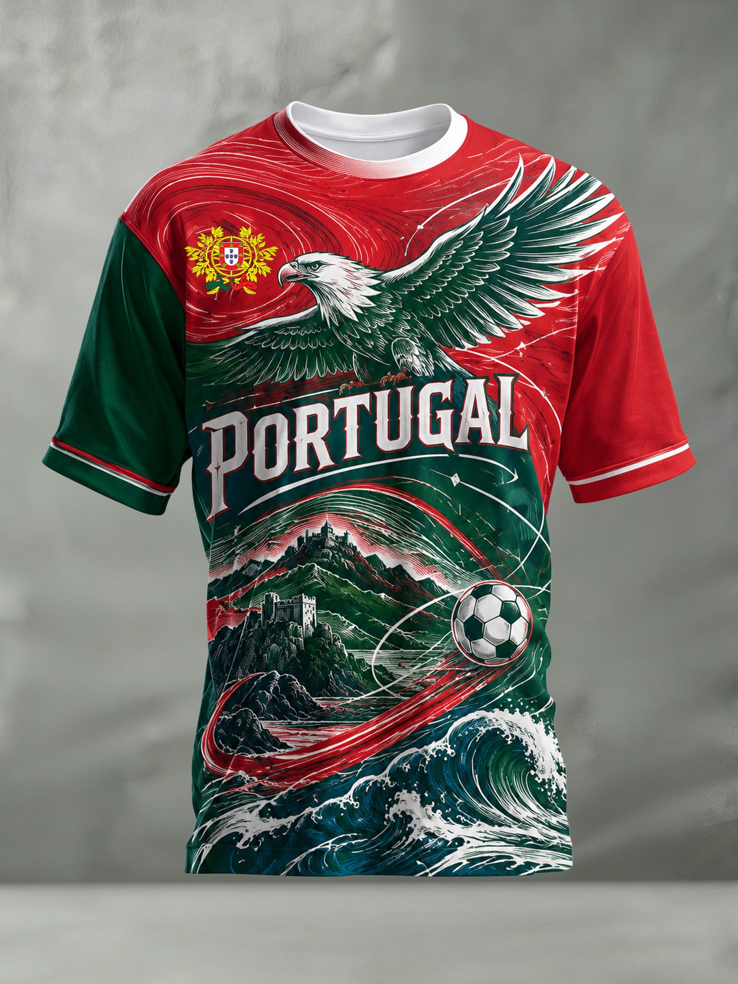 Men's Portugal Football Match Cheering Art Print Short-Sleeve T-Shirt
