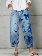  Women's Butterfly Art Print Trousers