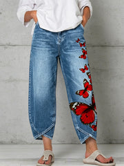  Women's Butterfly Art Print Trousers