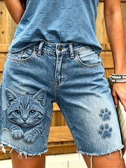 Women's Animal Art Printed Short Jeans
