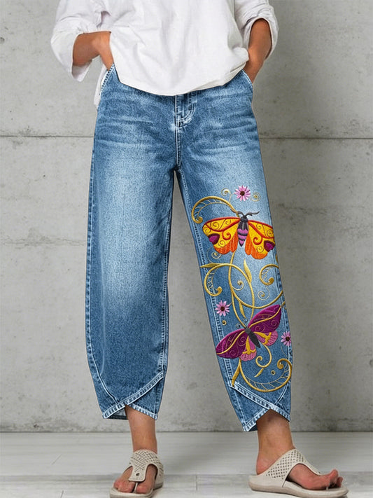  Women's Butterfly Art Print Trousers