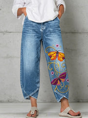  Women's Butterfly Art Print Trousers