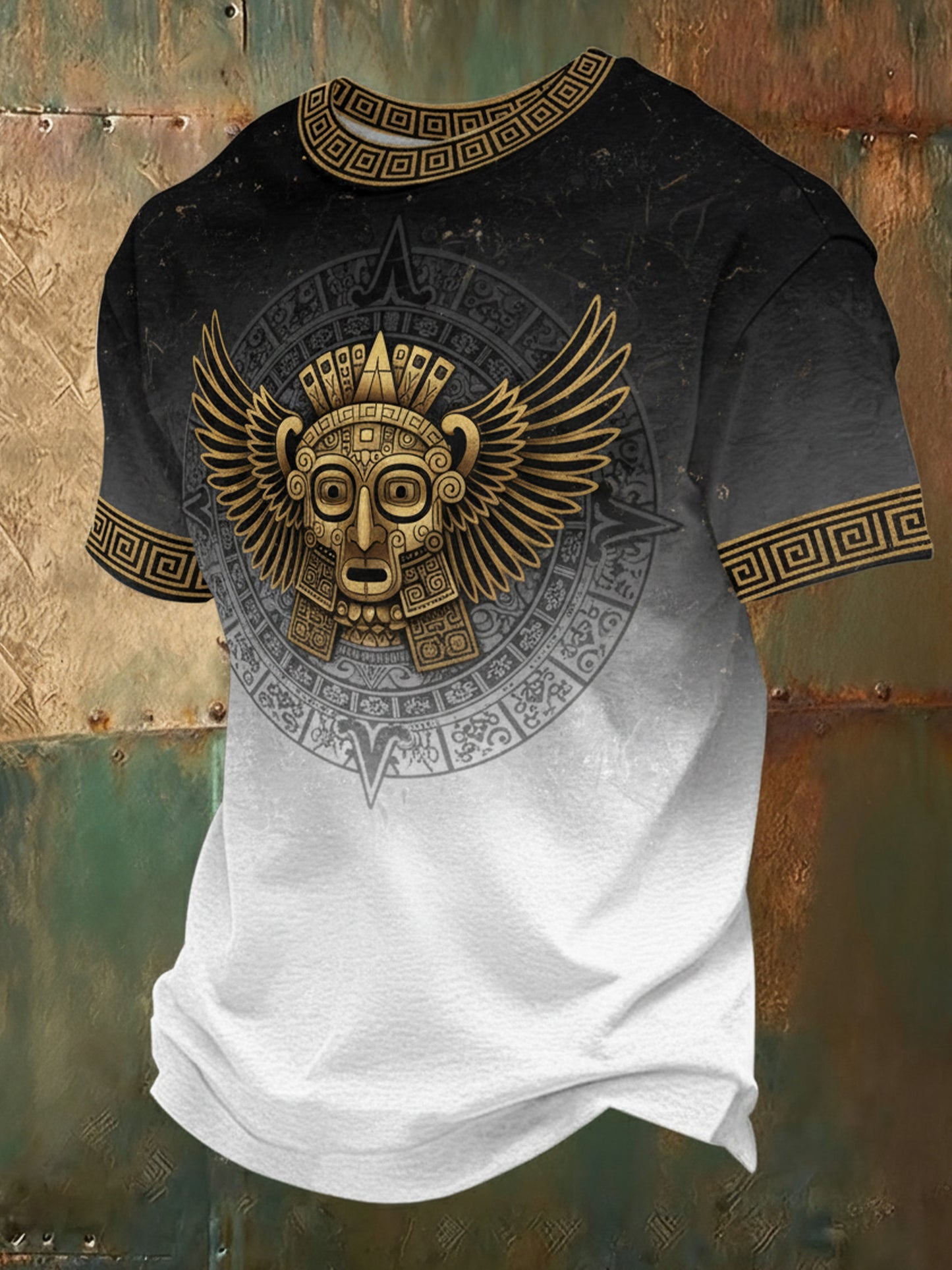 Men's T-Shirt With Mexican Aztec-Inspired Art Print