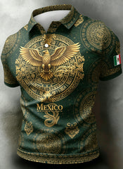 Men's Polo Shirt With Mexican Aztec-Inspired Art Print