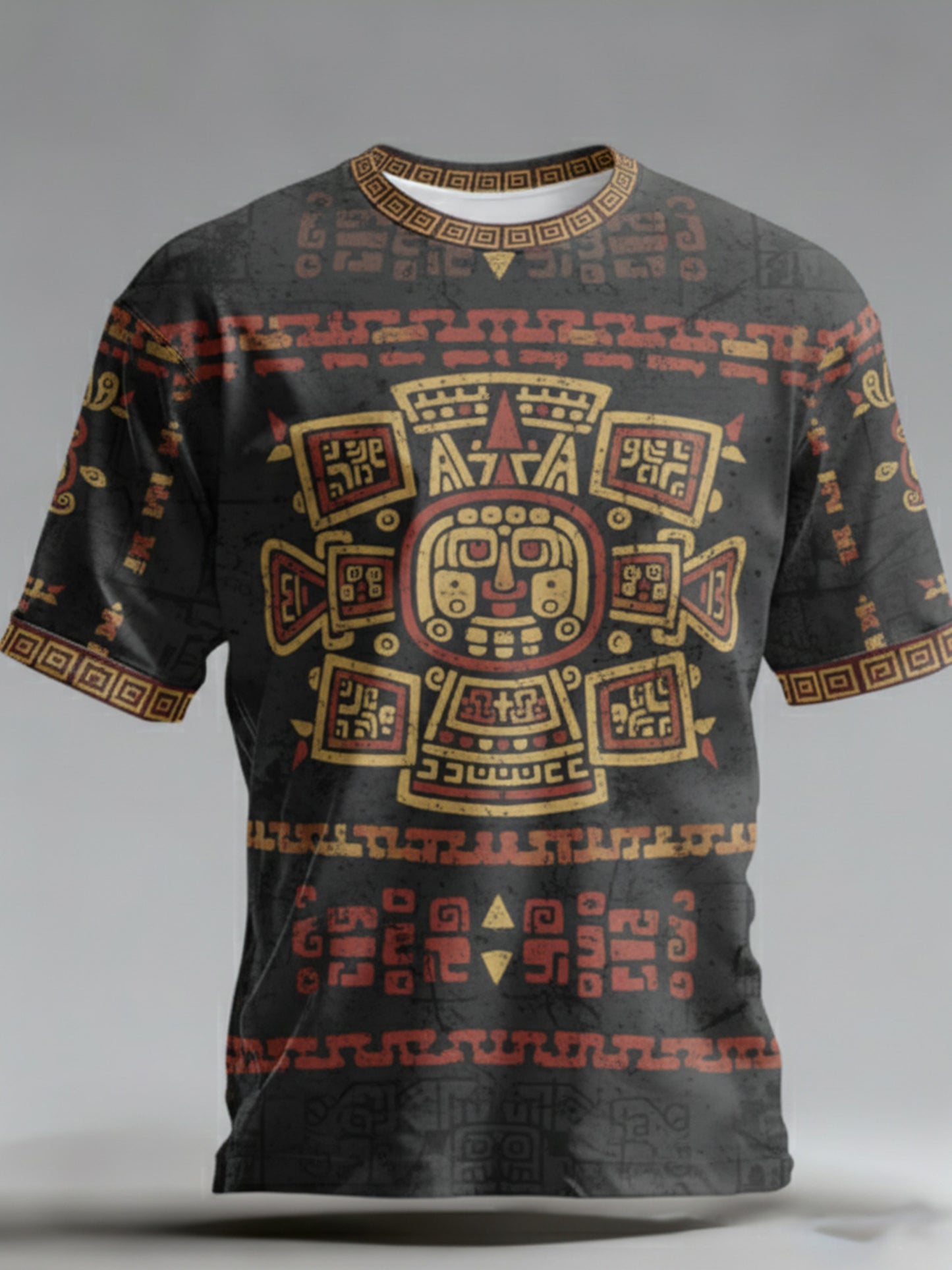 Men's T-Shirt With Mexican Aztec-Inspired Art Print