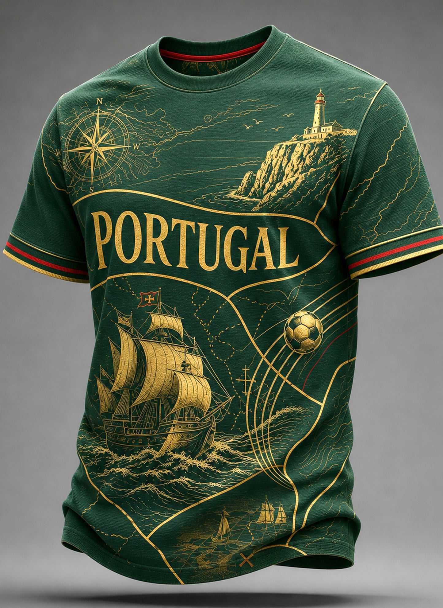 Men's Portugal Football Match Cheering Art Print T-Shirt