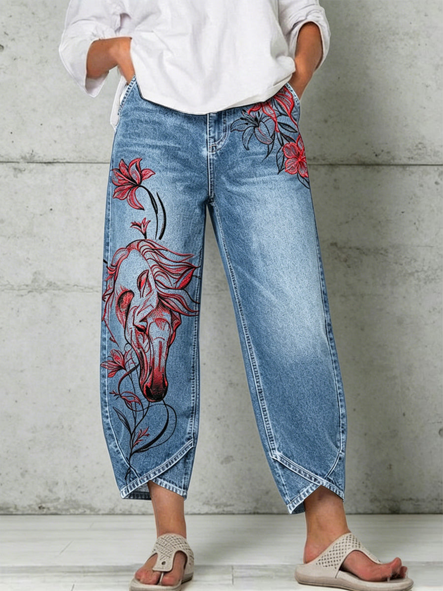 Women's Animal Art Print Trousers