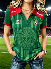 Women's Mexican Print Casual Polo Shirt