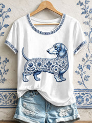 Women's Floral Dog Print T-Shirts