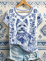 Women's Floral Dog Print T-Shirts