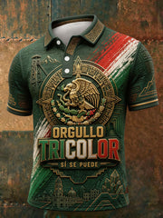 Men's Mexico Football Lover Floral Art Printed Casual Tops