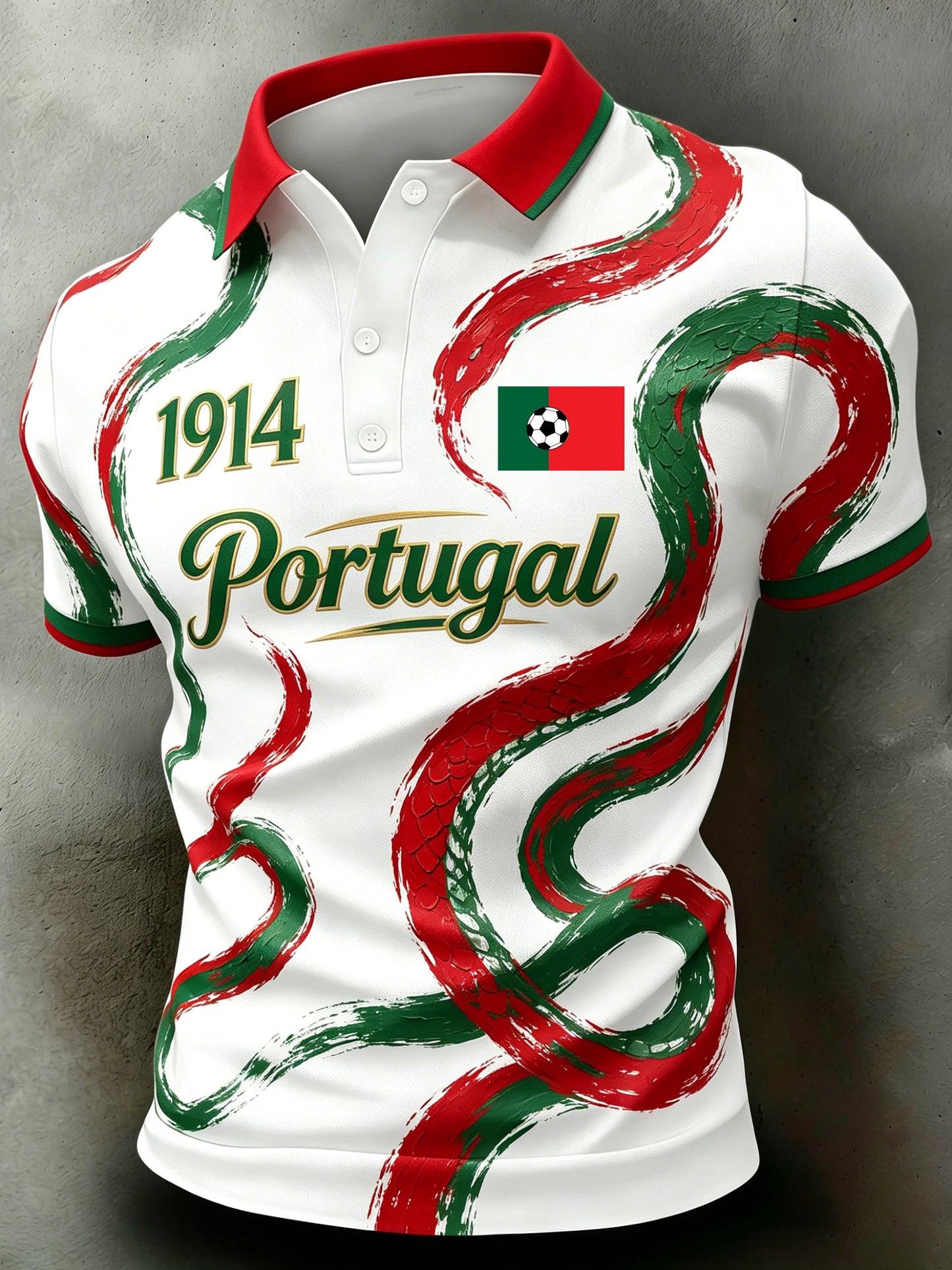 Men's Portugal Football Fan Art Print Polo