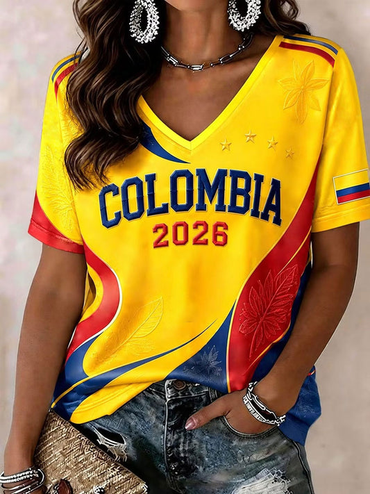 Women's Colombian football casual T-shirt