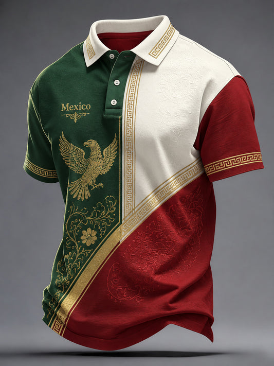 Men's Mexican Aztec Totem Art Print Polo