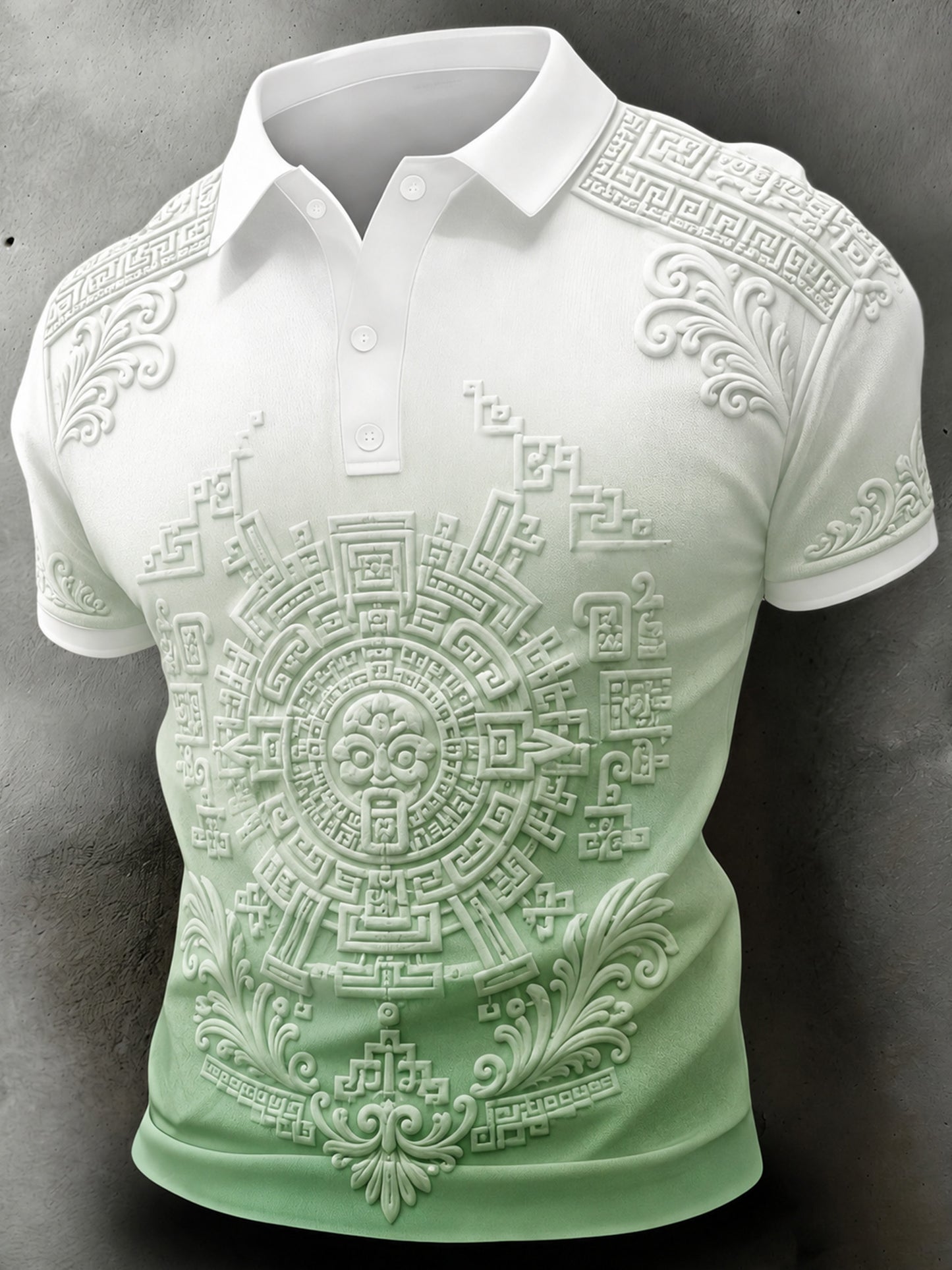 Men's Mexican Aztec Totem Art Print Polo
