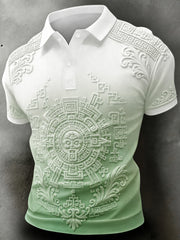 Men's Mexican Aztec Totem Art Print Polo