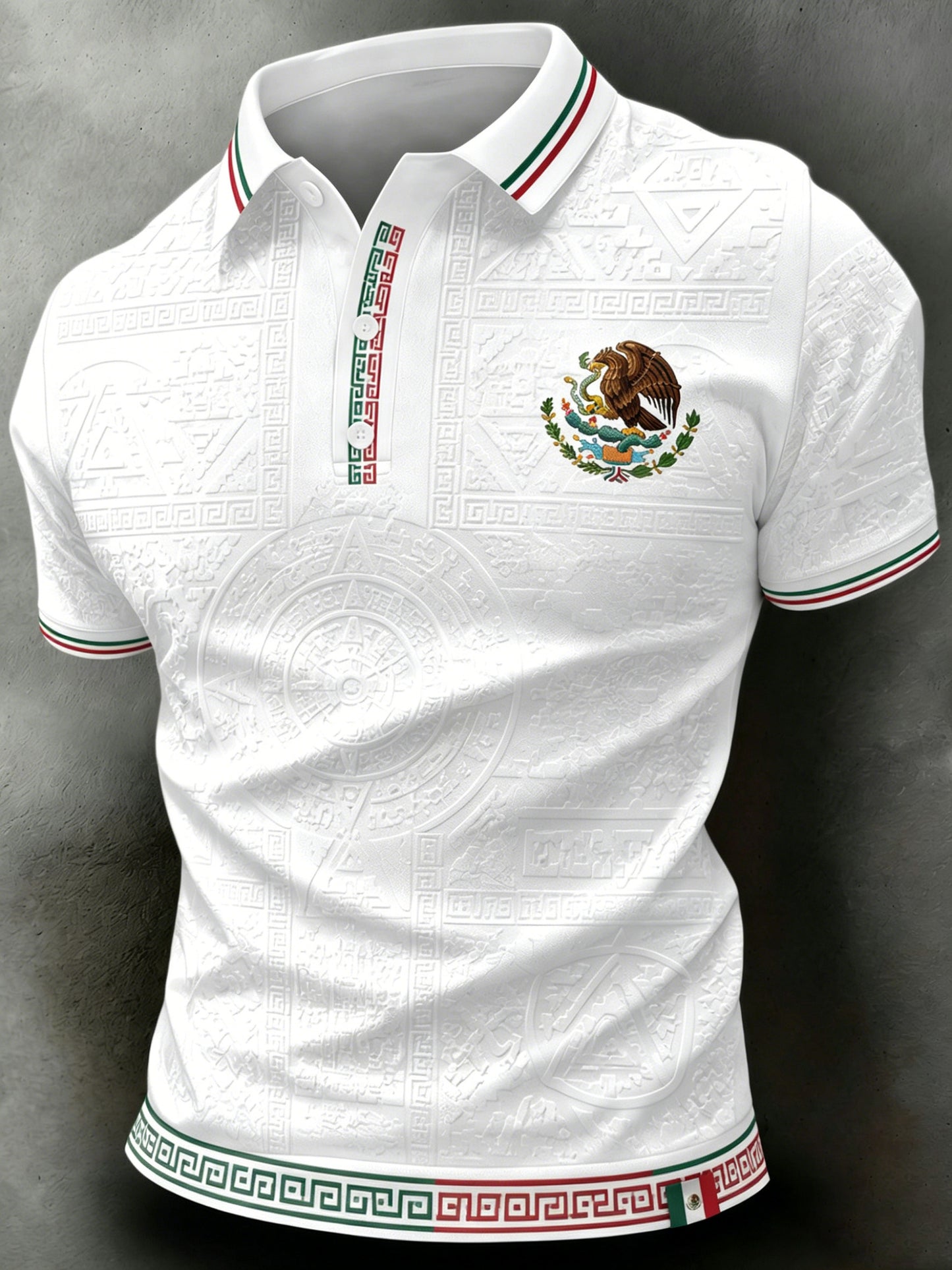 Men's Mexican Aztec Totem Art Print Polo
