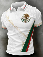 Men's Mexican Aztec Totem Art Print Polo