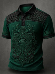 Men's Mexican Aztec Totem Art Print Polo