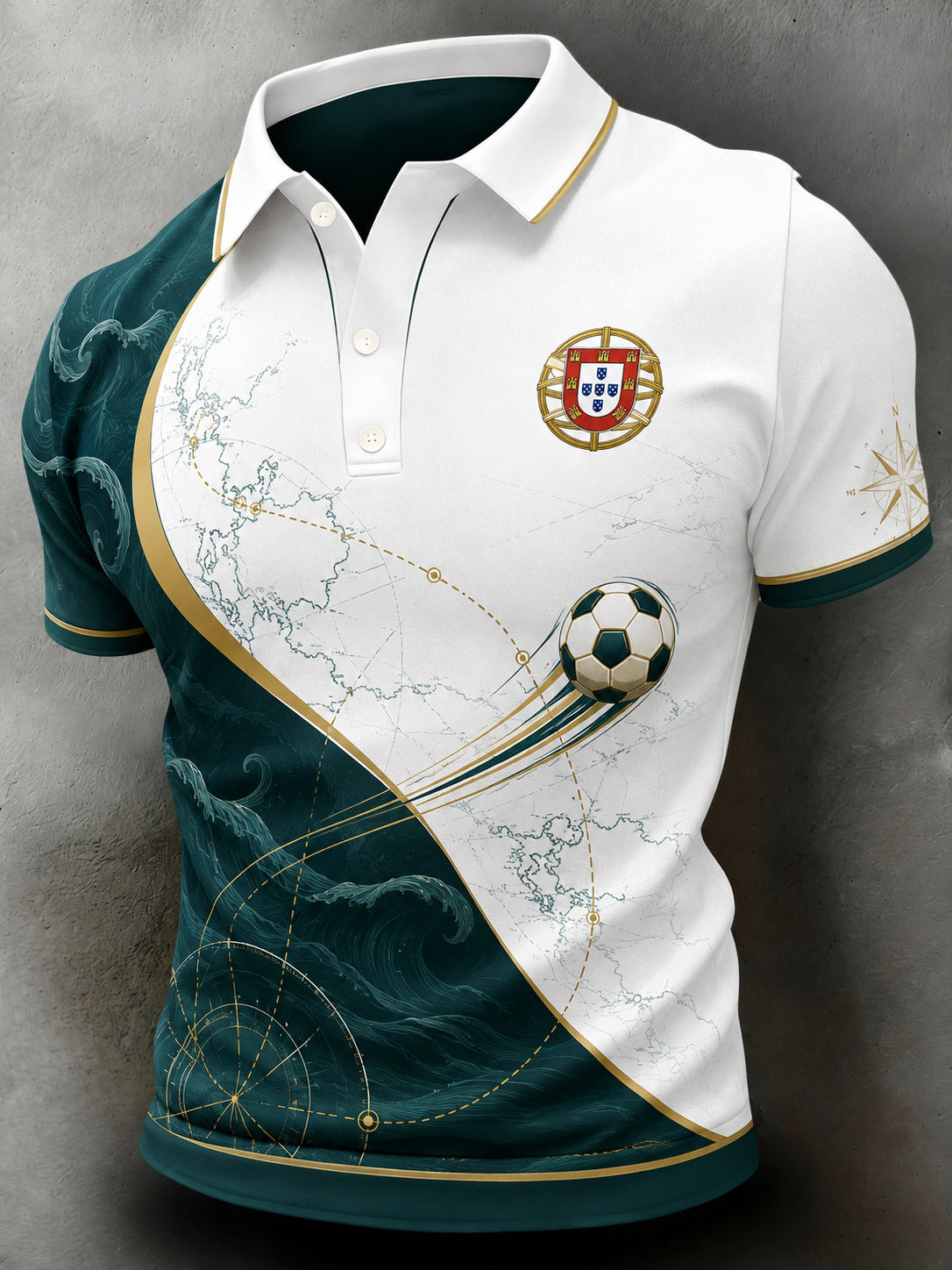 Men's Portugal Football Match Support Art Print Polo