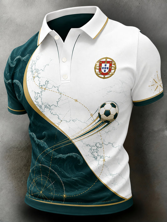 Men's Portugal Football Match Support Art Print Polo