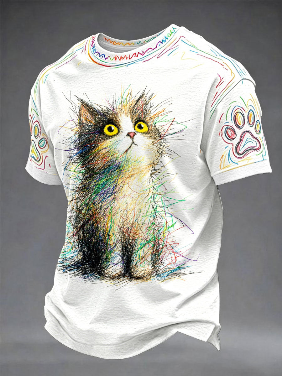 Graffiti Cat Fun Casual Unisex T-shirt
