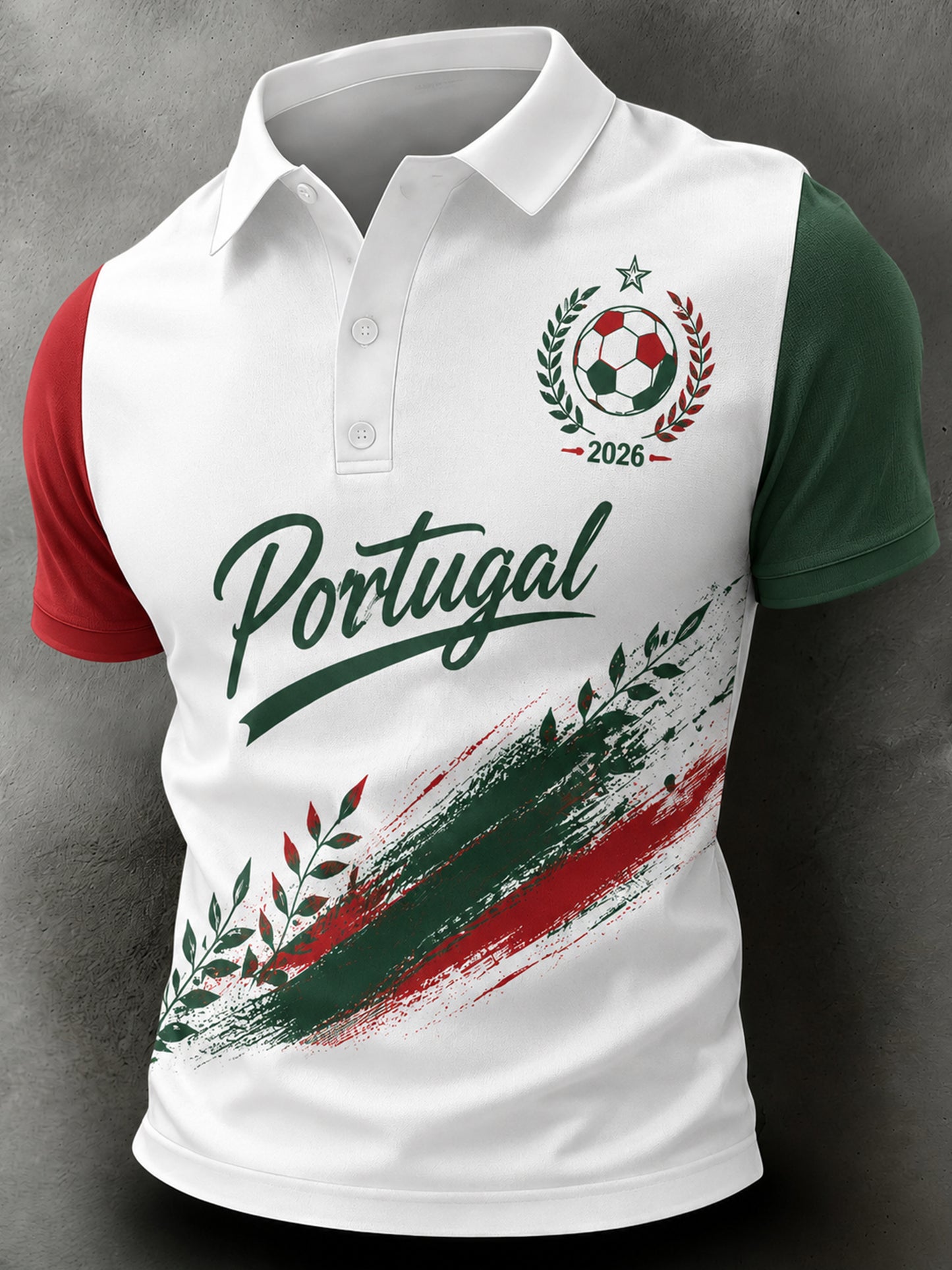 Men's Portugal Football Match Cheering Art Print Polo