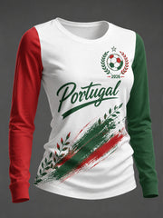 Women's Portuguese Football Match Cheering Art Print T-Shirt
