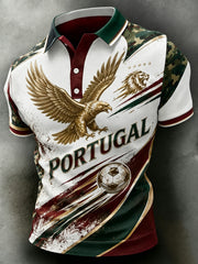Men's Portugal Football Match Cheering Art Print Polo