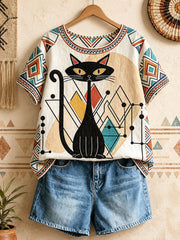 Women's Cat Art Casual Tops