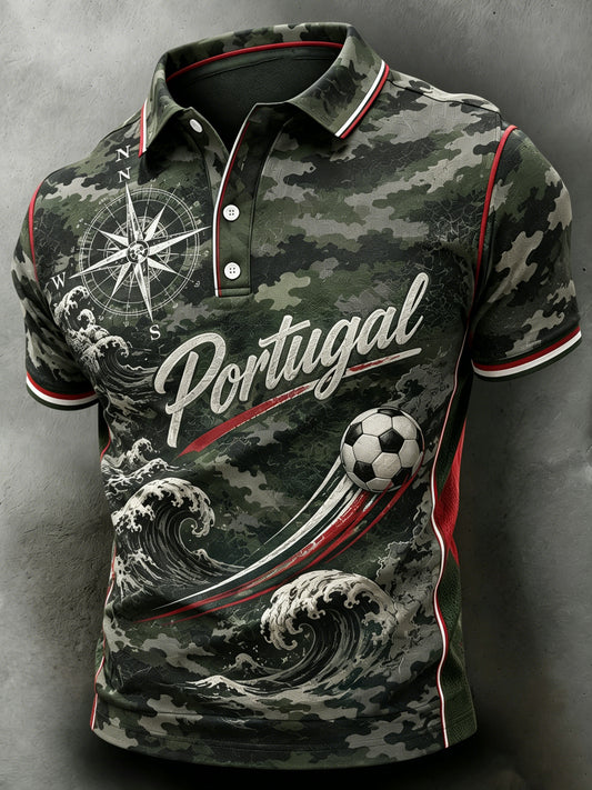 Men's Portugal Football Match Art Print Polo